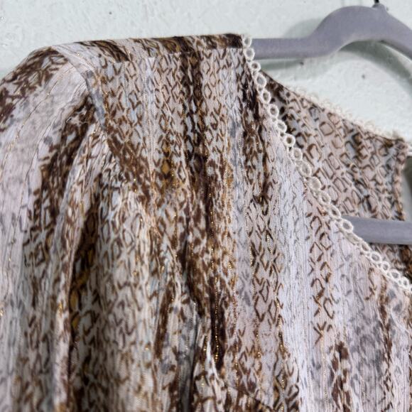 Savanna Jane Top Women Large Embroidered Southwest Boho Western Metallic Shimmer - Picture 7 of 12